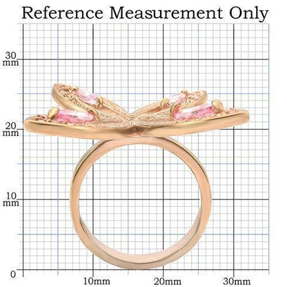 0W381 - Rose Gold Brass Ring with AAA Grade CZ  in Rose