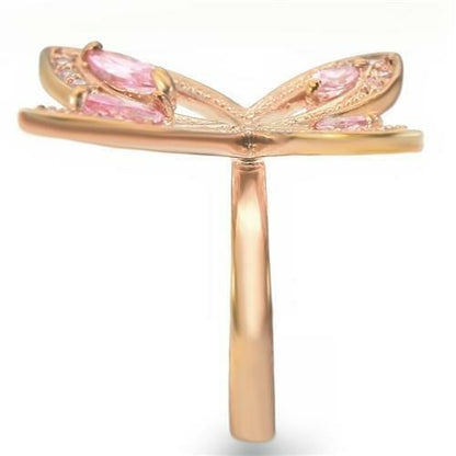 0W381 - Rose Gold Brass Ring with AAA Grade CZ  in Rose