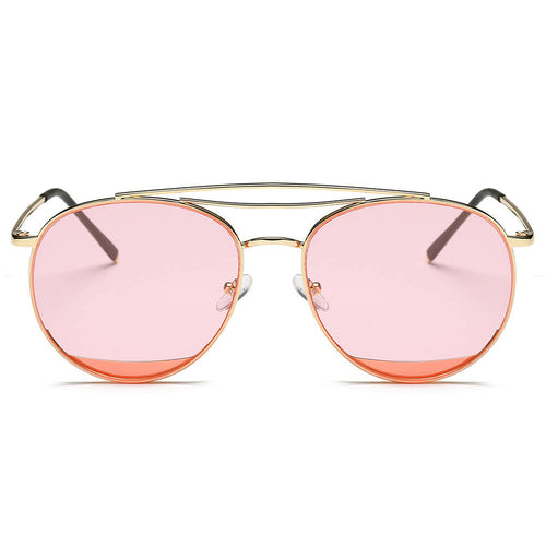 LOWELL | Unisex Round Double Brow Bar Aviator Style Sunglasses