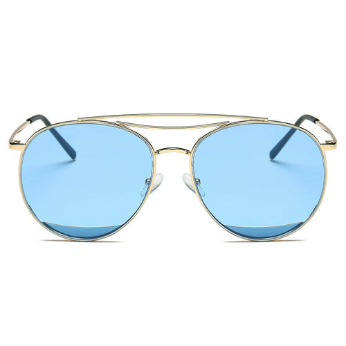 LOWELL | Unisex Round Double Brow Bar Aviator Style Sunglasses